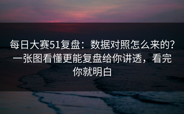 每日大赛51复盘：数据对照怎么来的？一张图看懂更能复盘给你讲透，看完你就明白