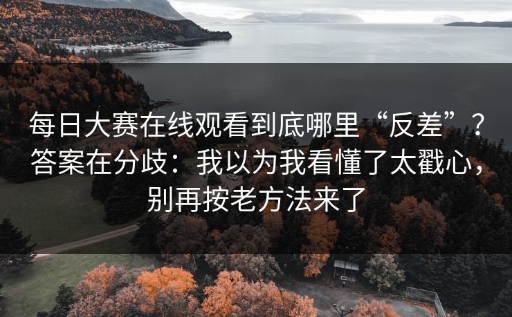 每日大赛在线观看到底哪里“反差”？答案在分歧：我以为我看懂了太戳心，别再按老方法来了
